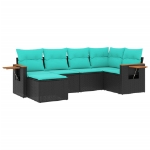Set Divano da Giardino 6 pz con Cuscini Nero in Polyrattan