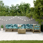 Set Divani da Giardino 7pz con Cuscini Legno Impregnato di Pino
