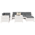 Set Divani da Giardino 7 pz Bianco in Legno Massello di Pino