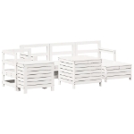 Set Divani da Giardino 7 pz Bianco in Legno Massello di Pino