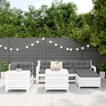 Set Divani da Giardino 7 pz Bianco in Legno Massello di Pino
