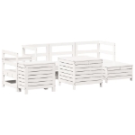 Set Divani da Giardino 7 pz Bianco in Legno Massello di Pino