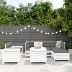 Set Divani da Giardino 7 pz Bianco in Legno Massello di Pino