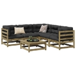 Set Divani da Giardino 6pz con Cuscini Legno Impregnato di Pino