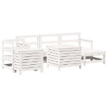 Set Divani da Giardino 7 pz Bianco in Legno Massello di Pino