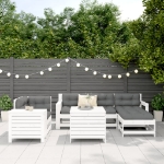 Set Divani da Giardino 7 pz Bianco in Legno Massello di Pino