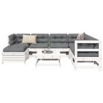 Set Divani da Giardino 8 pz in Legno Massello di Pino Bianco