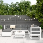 Set Divani da Giardino 8 pz in Legno Massello di Pino Bianco