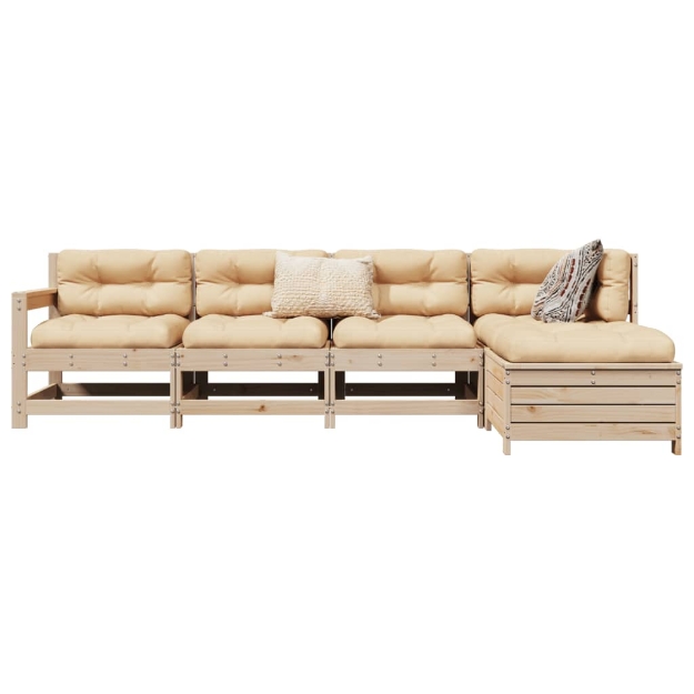 Set Divani da Giardino 5 pz in Legno Massello di Pino