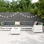 Set Divani da Giardino 7 pz Bianco in Legno Massello di Pino