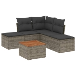 Set Divano da Giardino 6 pz con Cuscini Grigio in Polyrattan