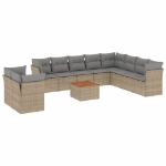 Set Divano da Giardino 11 pz con Cuscini Beige Misto Polyrattan
