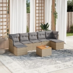 Set Divano da Giardino 8 pz con Cuscini Beige Misto Polyrattan