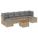 Set Divano da Giardino 8 pz con Cuscini Beige Misto Polyrattan