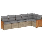 Set Divano da Giardino 6 pz con Cuscini Beige in Polyrattan