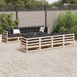 Set Divani da Giardino 9 pz in Legno Massello di Pino