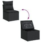 Set Divani da Giardino 11 pz con Cuscini in Polyrattan Nero