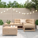 Set Divani Giardino 6 pz con Cuscini in Legno Massello di Pino