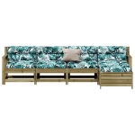Set Divani da Giardino 5pz con Cuscini Legno Impregnato di Pino