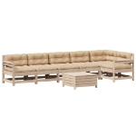 Set Salotto Giardino 7 pz Cuscini Antracite Legno Massello Pino
