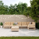 Set Salotto Giardino 7 pz Cuscini Antracite Legno Massello Pino