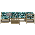 Set Divani da Giardino 7pz con Cuscini Legno Impregnato di Pino