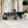 Set Divano da Giardino 8pz con Cuscini Grigio Chiaro Polyrattan