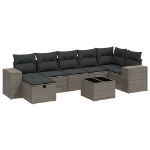 Set Divano da Giardino 8pz con Cuscini Grigio Chiaro Polyrattan