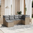 Set Divano da Giardino 6 pz con Cuscini Beige Misto Polyrattan