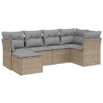 Set Divano da Giardino 6 pz con Cuscini Beige Misto Polyrattan
