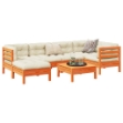 Set Divani Giardino 7 pz con Cuscini Marrone Cera Massello Pino