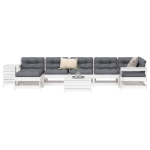 Set Divani da Giardino 9 pz Bianco in Legno Massello di Pino