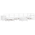 Set Divani da Giardino 9 pz Bianco in Legno Massello di Pino
