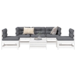 Set Divani da Giardino 6 pz Bianco in Legno Massello di Pino