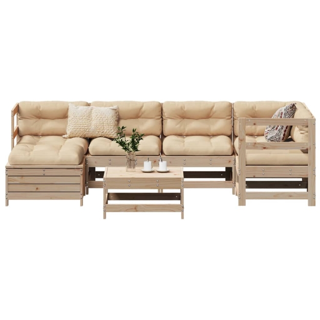 Set Divani da Giardino 7 pz in Legno Massello di Pino
