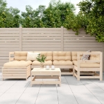Set Divani da Giardino 7 pz in Legno Massello di Pino