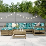 Set Divani da Giardino 7 pz in Legno Impregnato di Pino