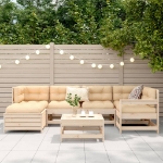 Set Divani da Giardino 7 pz in Legno Massello di Pino