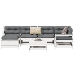 Set Divani da Giardino 7 pz Bianco in Legno Massello di Pino