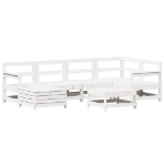 Set Divani da Giardino 7 pz Bianco in Legno Massello di Pino