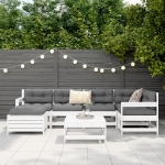 Set Divani da Giardino 7 pz Bianco in Legno Massello di Pino