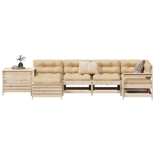Set Divani da Giardino 7 pz in Legno Massello di Pino