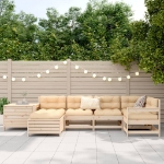 Set Divani da Giardino 7 pz in Legno Massello di Pino