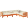 Set Divani Giardino 6pz con Cuscini Marrone Cera Massello Pino
