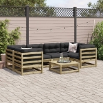 Set Divani da Giardino 7 pz in Legno Impregnato di Pino