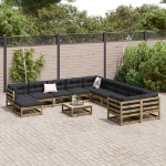 Set Divani da Giardino 12 pz in Legno Impregnato di Pino