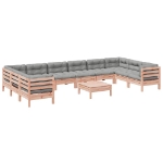 Set Divani Giardino 11 pz Cuscini Legno Massello Abete Douglas