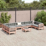 Set Divani Giardino 11 pz Cuscini Legno Massello Abete Douglas