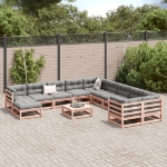 Set Divani Giardino 12 pz Cuscini Legno Massello Abete Douglas