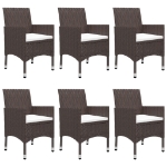 Set da Pranzo da Giardino 7 pz con Cuscini Marrone